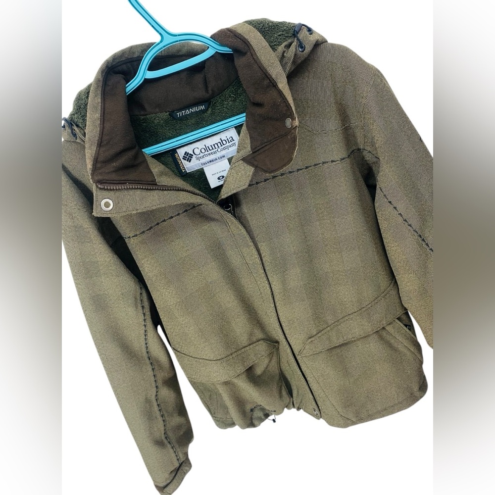 Columbia Titanium Women’s Brown Plaid Waterproof Winter Jacket Size M Hooded